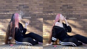 Pov: Your neighbour is smoking outside and doesn`t notice you watching - Smokingrapunzel