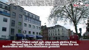 Blubbery Berlin babe convinced to get down on the pavement: Raw public nasty!