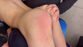 I Had To Spank American Teen 18+ With Nice White Ass Because She Flirt With My Friend Behind My Back! I Spank Her Ass Red!! 7 Min