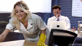 Office cleaning lady Kenna James's open for sweaty anal
