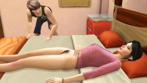 how to - stepson catches his japanese stepmom in naked pussy in her hairy pussy in her bed after she masturbates and forgets to get dressed