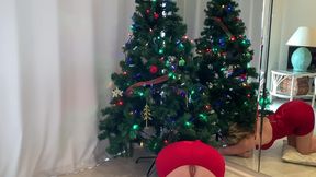 stepmom gets stuck in the christmas tree and fucked