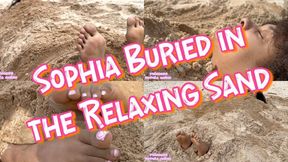 Sophia Buried in the Relaxing Sand with Her Feet Out !