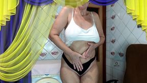 Lukerya and Her Soft Sexy Big Belly, Big Round Ass, Shaking Her Ass with Spanking and Spreading Her Legs.