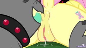 Multiple ponies engage in a lustful group sex session