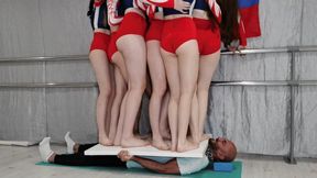 Multitrampling contest #72 (Full): 9 young beauties destroying men under bare feet & sneakers & high heels
