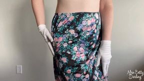 Floral Slip Pink Sheer Panties White Gloves Tease SFW