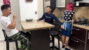 Housewife Craves Sausage; Husband Watches as Friend Licks, She Acts Wild