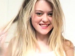 Very hot  blonde touching her sexy body