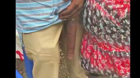 Throbbing ebony rod bursts forth in public bus shelter, leaving onlookers agog
