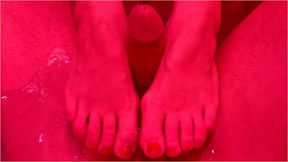 Loving Bathtub Footjob In Various Styles & Cum On My Sweet Feet Under Pink Light - Keyla & Lucas