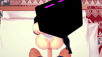 Hot chick gets naked, turns into a freaky Enderman to get nasty (hentai)