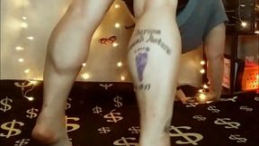 Calf muscle flexing in slow motion