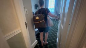 mom shares bed at hotel