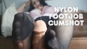 Nylon Footjob Cumshot