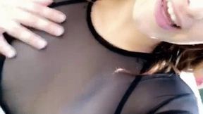 Cute babe Dulce Maria masturbates naked in the pool