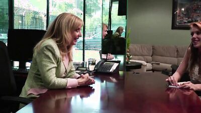 Two astonishing secretaries are licking wet pussies in the office