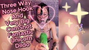 Very Big Unicorn Load On My Slutty Face With Three Way NoseHook