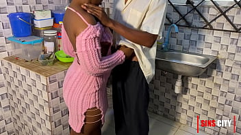Wife cheats with her stepson in the kitchen