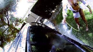 Soapy Vehicle Washing Blonde Interrupted For Sex
