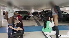 Public Parking Lot Bang: Two Latina Roommates Take on Two Black Dudes!