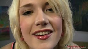 Busty blonde PAWG Siri - Tit Worship & Suck Off! - Siri gets cum in mouth