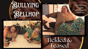 Bullying the Bellhop 2 Teased and Tickled: OctoGoddess, Sara Star and ManFury in Taboo Femdom Double Domination with Tickling, Bondage, Handjob, Blowjob, Orgasm Denial, Cum Countdown 1080