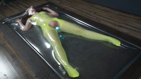 Luminous vibro plug in transparent vacuum bed