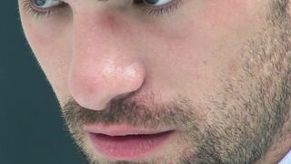 Bearded businessmen drills HR hunk for better evaluation
