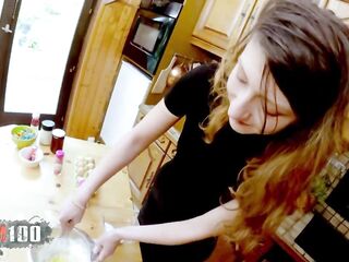 Slim emo honey in harcore food porn scene