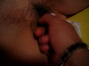 My naughty wife hides her white undies deep inside her hairy pussy