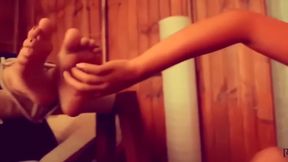 foot tickling relaxes hot brunette (private soon)