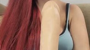 Stretching my creamy pregnant pussy with a HUGE 12inch dildo
