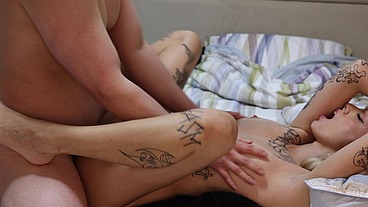 Goth Seduction: Tatted and Pierced Blonde Model’s Perfect Ride