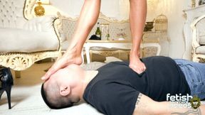 I kick the loser's face hard today ( Barefoot Trampling with Miss Leehanna ) - FULL HD MP4
