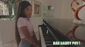 Interracial juicy fuck with a petite ebony step-daughter Malina Melendez in POV