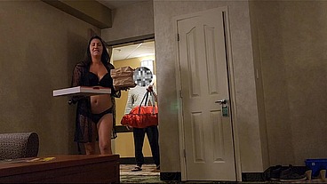 Wife teases the delivery driver