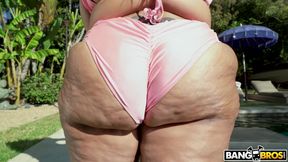 Curvy and busty brunette with massive butt Sofia Rose outdoors