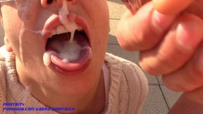 Harsh outdoor fuck with big ass&#x1F351; and messy facial cum POV-style