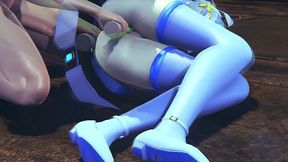 robot girl takes anal beads in her ass