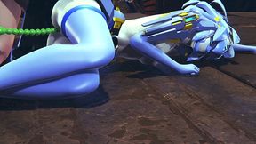 robot girl takes anal beads in her ass
