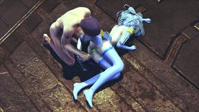 robot girl takes anal beads in her ass