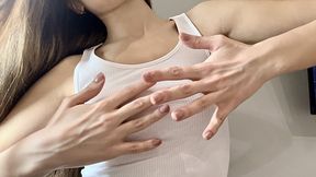Shows off his hands and thin, bony fingers