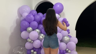Playing with balloons. I love balloons and the colors, I like the feeling of touching them.