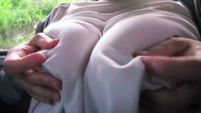 Raunchy Japanese cougar gets feet fetish on massive tits