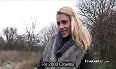 Blonde slut fucked for money outdoors