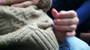 Public train blowjob by a kinky amateur milf