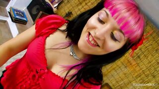 Punk beauty loves having fun games blowing dicks and getting jizz