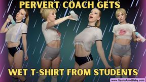 Pervert Coach Gets Wet T-Shirts Show From Students - Forbidden and Taboo - Older Man, Younger Woman
