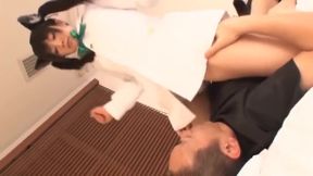 Brunette Rides Asian Dick, Props Galore!